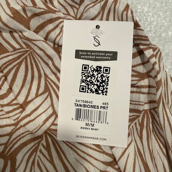 Skye Sidony Swim Cover Up Skirt Women’s Medium Tan Palm Print Asymmetrical NWT - Picture 5 of 7